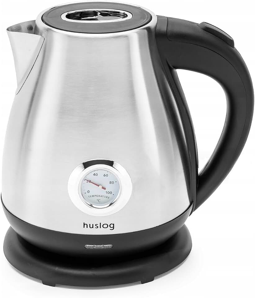 Retro Wasserkocher 1,7 L aus Edelstahl, 2200 W, mit Temperaturanzeige, Schnellkochfunktion, kabellos mit 360°-Basis, automatische Abschaltung, Silber