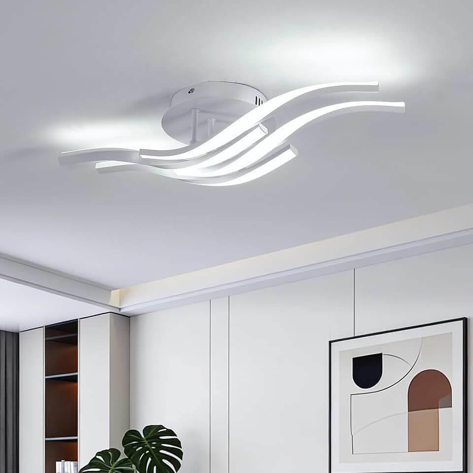Comely Moderne LED Deckenleuchte, 32W 3600LM 60cm LED Deckenlampe, Weiße Aluminium Lampen Led Deckenbeleuchtung für Schlafzimmer, Wohnzimmer, Flur, Kaltweißes Licht 6500K
