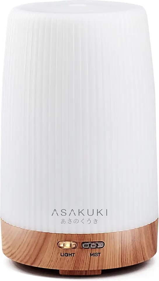 ASAKUKI 100ml Essential Oil Diffuser, 5 in 1 Ultrasonic Aromatherapy Diffuser with Intermittent Timer, 7 LED Lights and Auto-Off Switch