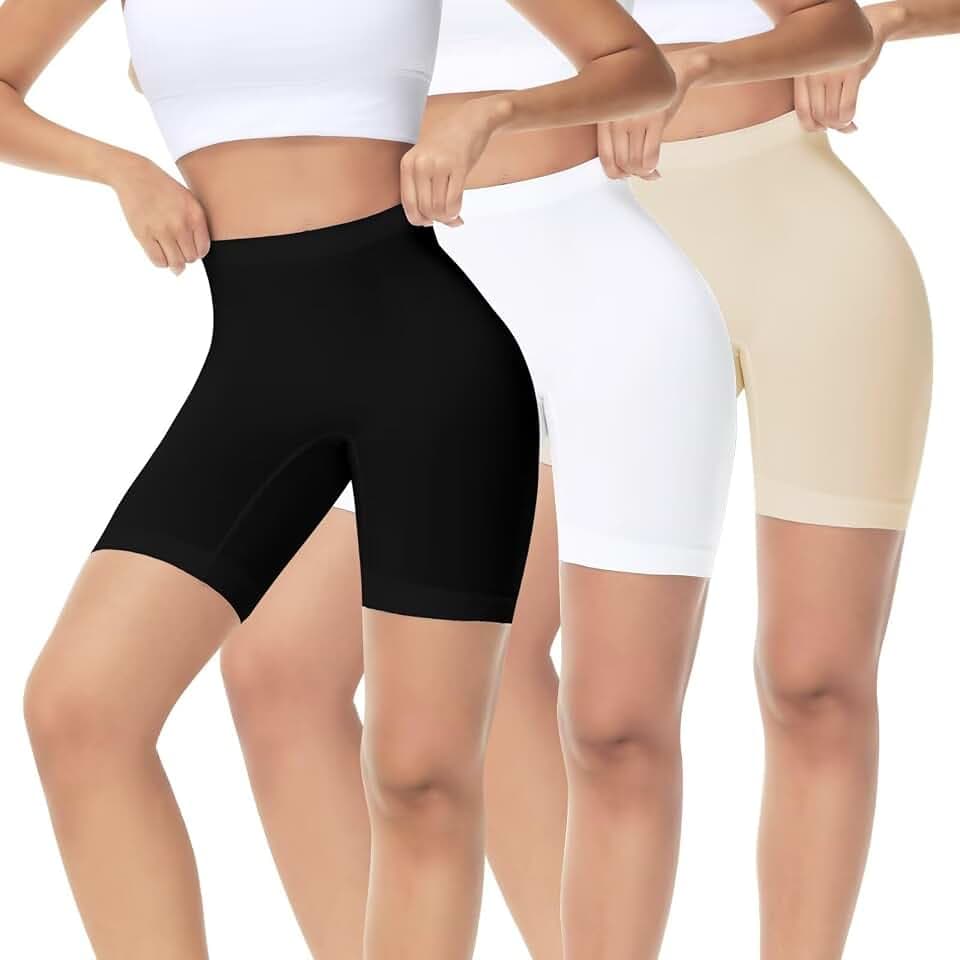 3er Pack Radlerhose Damen Kurz Sporthose Unter Kleid Rock Unterhosen mit Bein Anti Scheuern Kurz Leggings