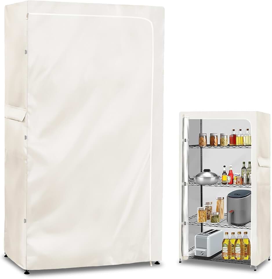 Storage Shelf Covers for Wire Shelving,600D Heavy Duty Outdoor Waterproof Dustproof Shelf Cover,Storage Rack Cover for Wire Shelf with zipper,36''W x 16''D x 72''H,White