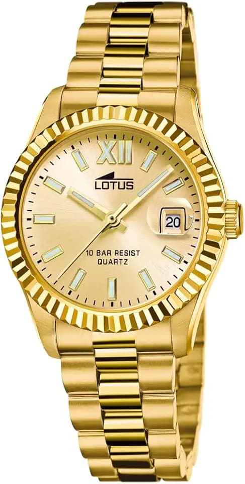 Lotus Damenuhr Analog aus Edelstahl 316l Goldfarben