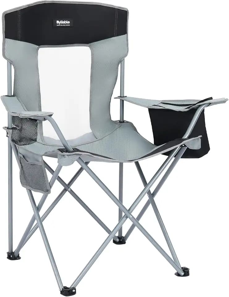 Byliable Folding Camping Chairs, Portable Lightweight Lawn Camp Chair, Gray
