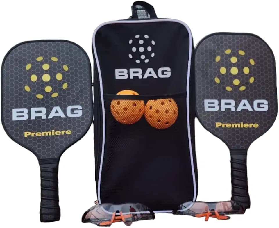 Pickleball-Paddles Set of 2 Paddles, 2 Balls, 2 Safety Glasses and a Carrying case Carbon Fibre Paddles