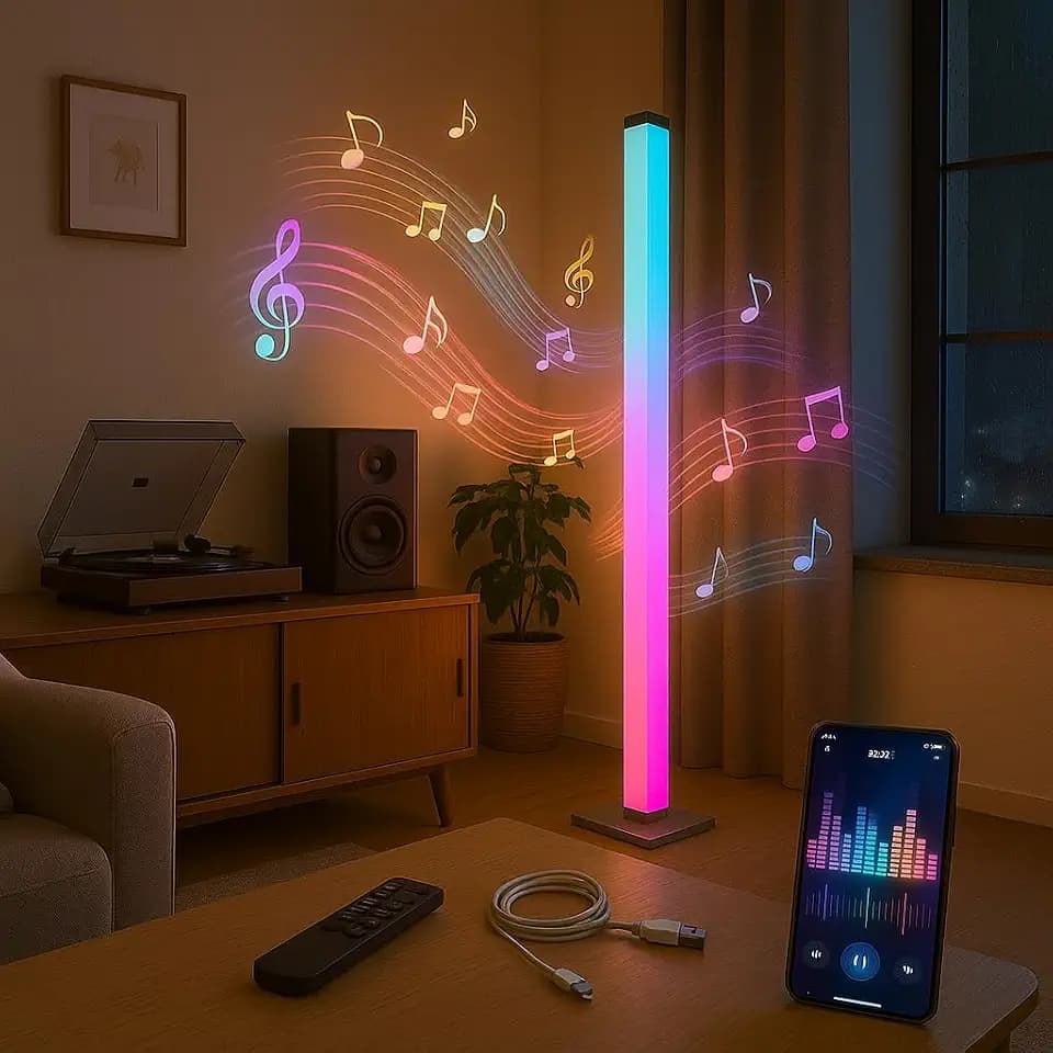 M mimotec - RGBIC 5W Stehleuchte dimmbar IP44 Musikmodus mit USB Kabel Fernbedienung und App inklusive