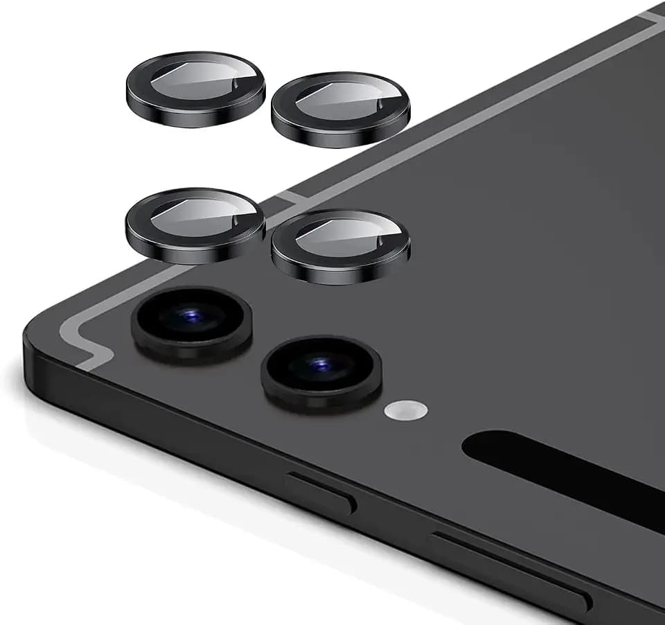 Zeking for Samsung Galaxy Tab S9 Ultra/SM-X910 Camera Lens Protector, HD Clarity Scratch-Resistant Ultra-Thin 9H Tempered Glass with Aluminum Edging, Individual Metal Lens Cover (2 Set)(Black)