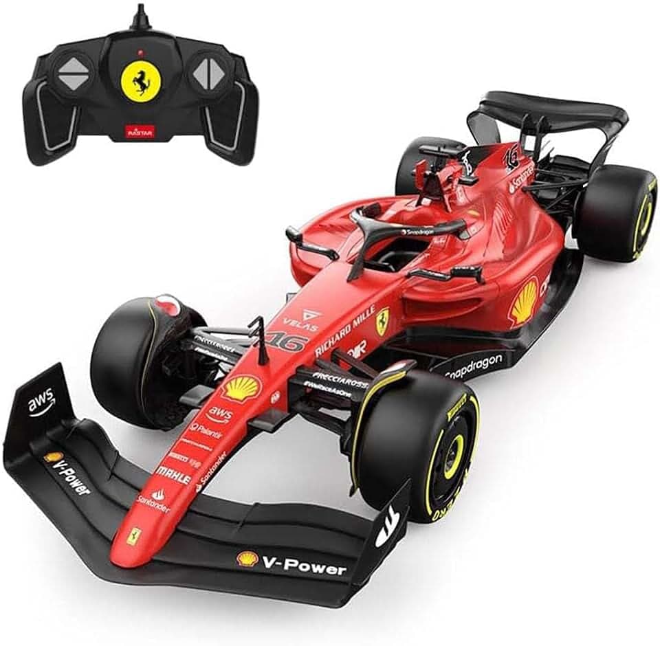 Ferrari F1 F1-75 RC Auto (1:18 Skala) - Fernbedienungsauto für Formel 1 der Saison 2022 Fahrer - Charles Leclerc + Carlos Sainz
