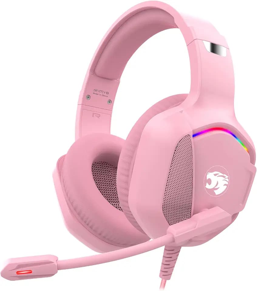 IMYB A36 Pink Gaming Headset with Mic Stereo Headphones for Pc, PS5, Xbox