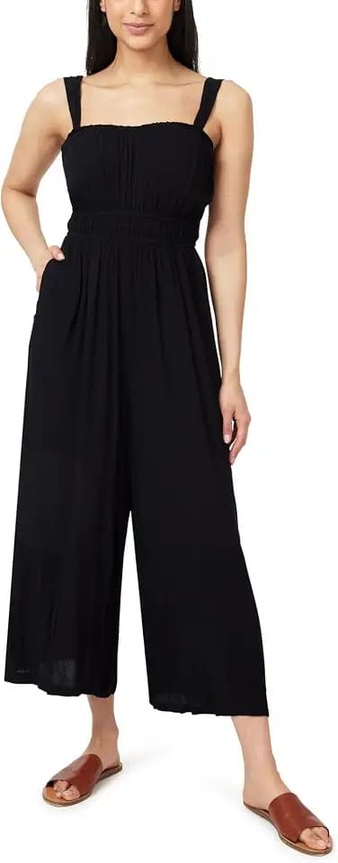 WallFlower Women's Jennifer Rayon Crepe Crop Wide Leg Jumpsuit