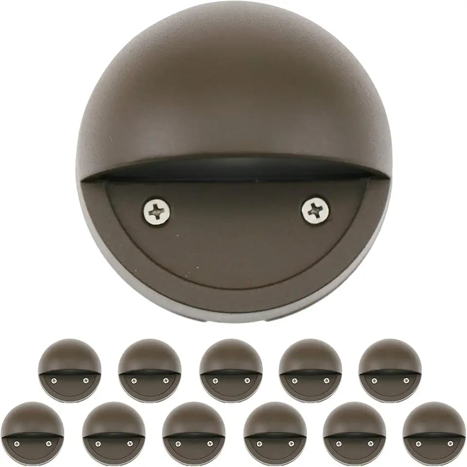 2W Landscape Deck Lights (12 Pack) Low Voltage Landscape Deck Lights Waterproof - Outdoor Patio Step Deck Lighting 12V 3000K Replaceable G4 LED Bulb Included DSL0103-BZLED12 (Bronze)