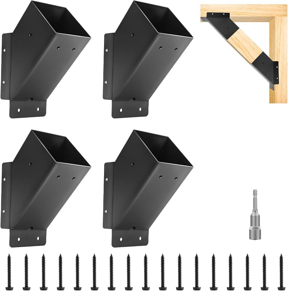 4 Pcs Pergola Bracket ,Reinforced 45-Degree Angle Pergolas Bracket,