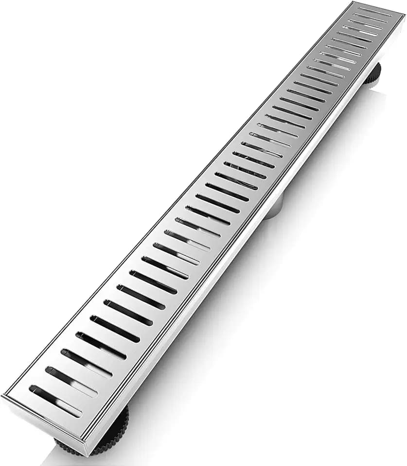 WEBANG 48 Inch Linear Shower Drain Rectangular Floor Drain with Accessories Capsule Pattern Cover Grate Removable SUS304 Stainless Steel CUPC Certified Brushed