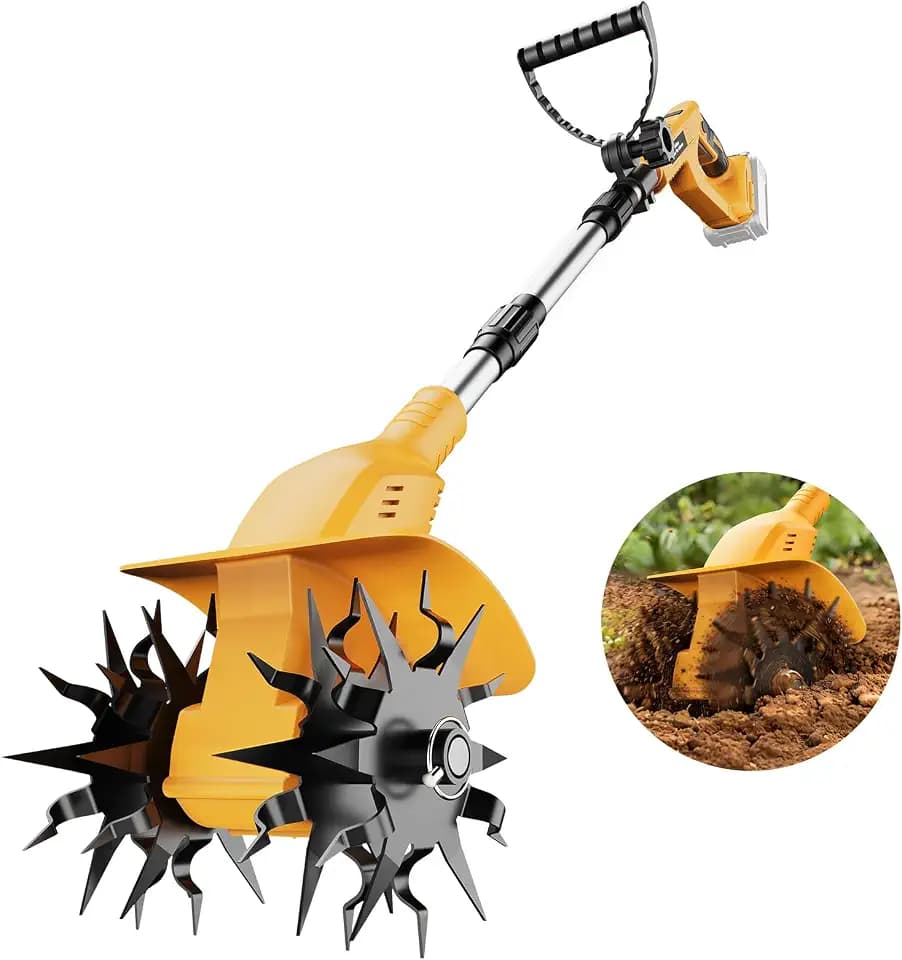Cordless Tiller Cultivator Compatible with DeWalt 20V Battery