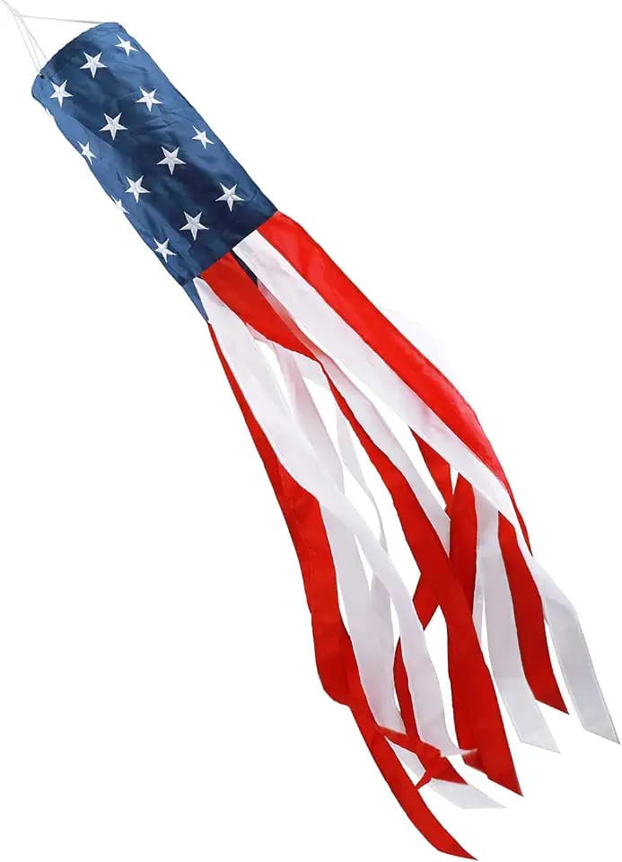 60 Inch American Flag Windsock Patriotic Wind Socks for Outside Heavy Duty