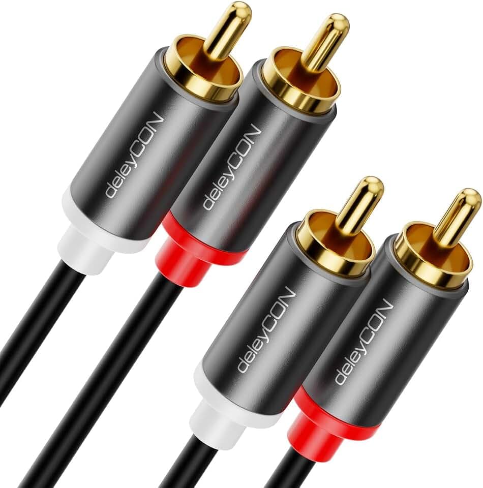 deleyCON 1m Cinch RCA HiFi Audio Kabel, vergoldete Metallstecker
