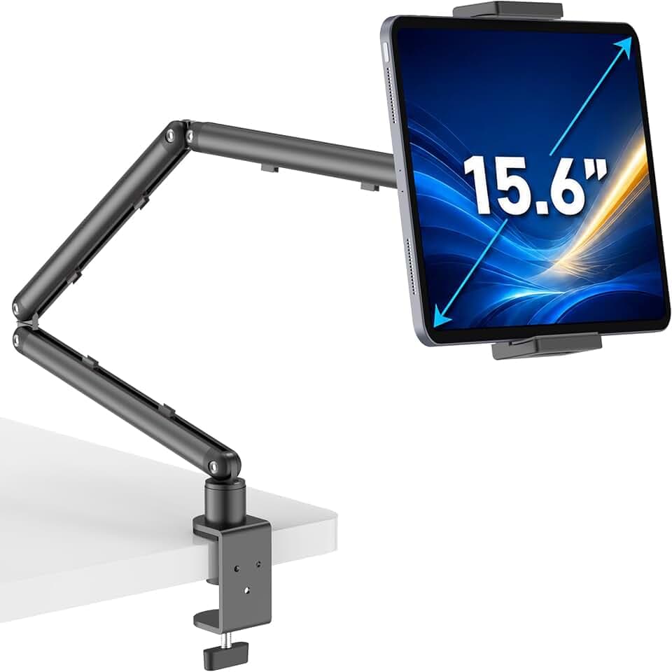 iPad Holder For Desk, Adjustable Tablet Arm iPad Desk Mount with C-Clamp
