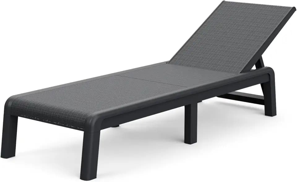 Keter Palma Sonnenliege für den Garten mit 4-Fach Verstellbarer Rücklehne, klappbare Gartenliege, grau, 187 x 58 x 29 cm, pflegeleicht, wetterfest und uv-beständig