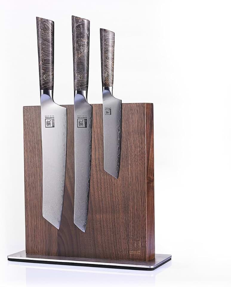 Zayiko Magnetischer Messerblock für 8 Messer aus massivem Nussbaumholz