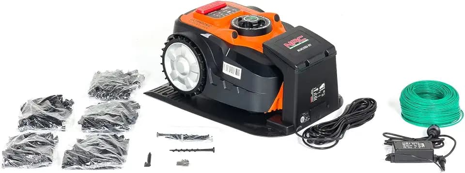 NAC Mähroboter, Li-Ion Akku 5.0Ah, 20V, Schnitthöhe 20-60mm, Schnittbreite 18cm, Rasenflächen 1500qm, Stoß-/Kipp-/Hebe-/Regensensor, Bluetooth, Wi-Fi, RLM1500-DY