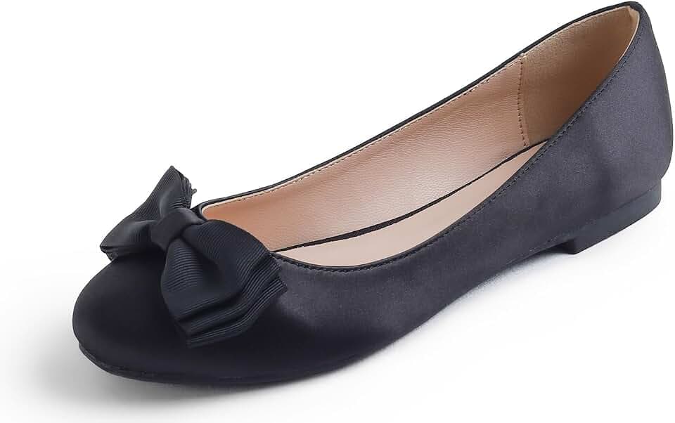 Feversole Damenmode, Damen-Ballerinas mit runder weichem Modebowtie und Schleife