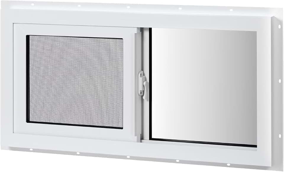 Vinyl Basement Sliding Window, 32" x 16" White