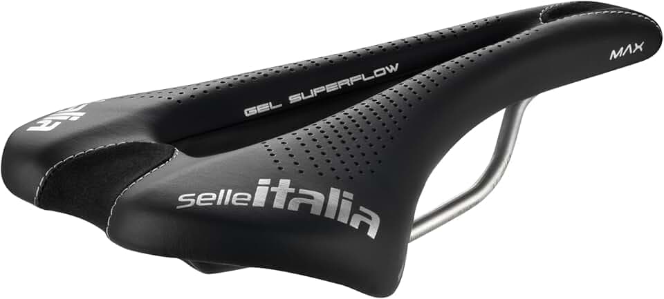 Selle Italia - Max SLR Gel Superflow Road Bike Seat, Rail TI 316 Tube Ø7, Road Saddle Gran Turismo Fiber-tek Comfort Gel, Shock Absorber