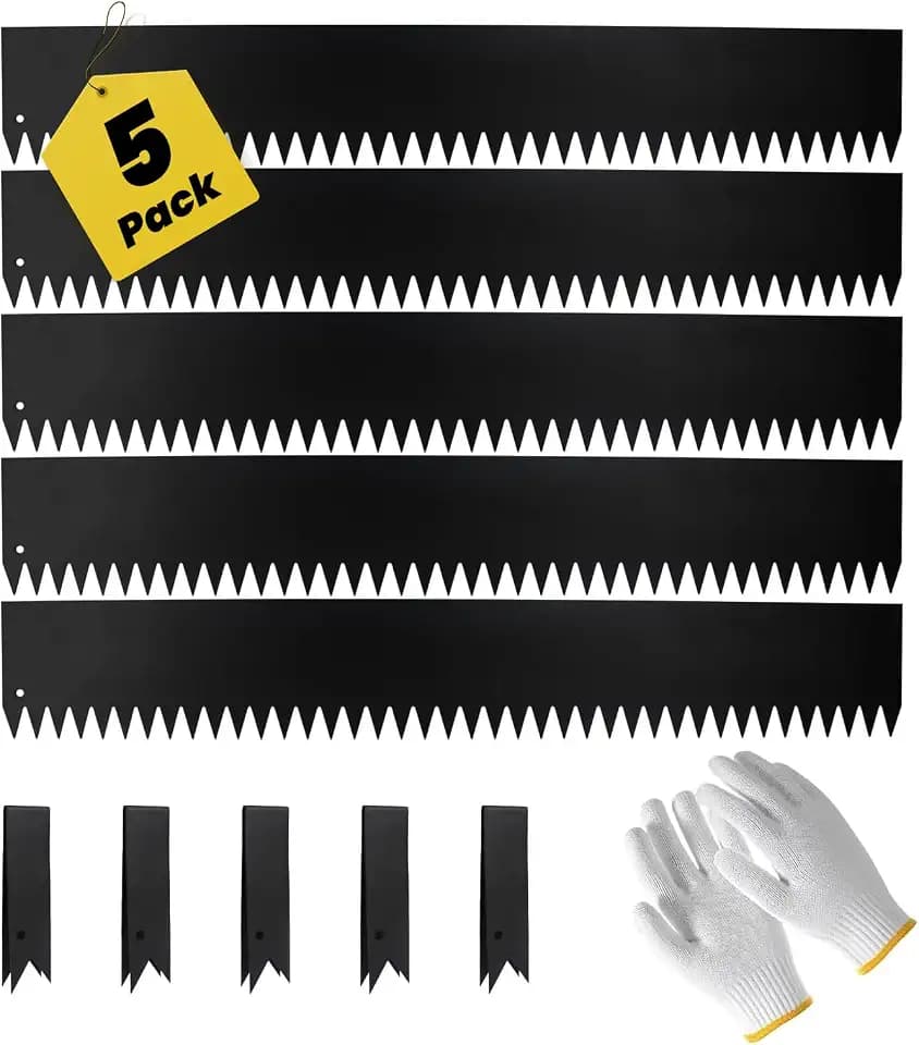5Pcs - 48'' L x 6'' H Steel Landscape Edging Edging for Landscaping Hammer in Metal Landscape Edging Border for Garden Courtyard No-dig Hammer in Edging with Gloves(20FT Total Length)
