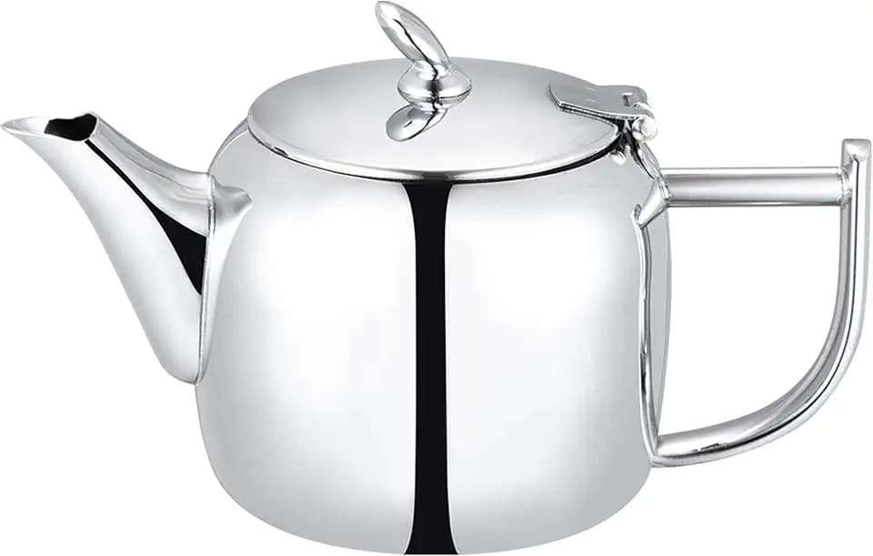 Café Olé CHT-035 Chatsworth Teekanne mit einzigartigem Deckel aus hochwertigem Edelstahl 18/10 – Hochglanzpolitur, 35oz, tropffreies Gieβen, Edestahl, 35 Ounces