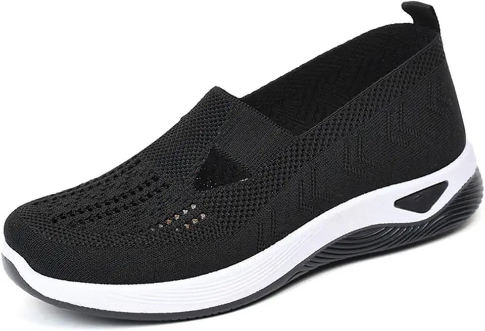 Women's Woven Orthopedic Breathable Soft Shoes Arch Support, Diabetes Foam Shoes Walking Anti-Skid Sports Shoes