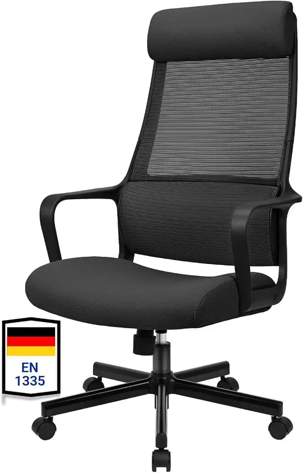 MELOKEA Schreibtischstuhl, Bürostuhl Ergonomisch, EN 1335, Schwarz