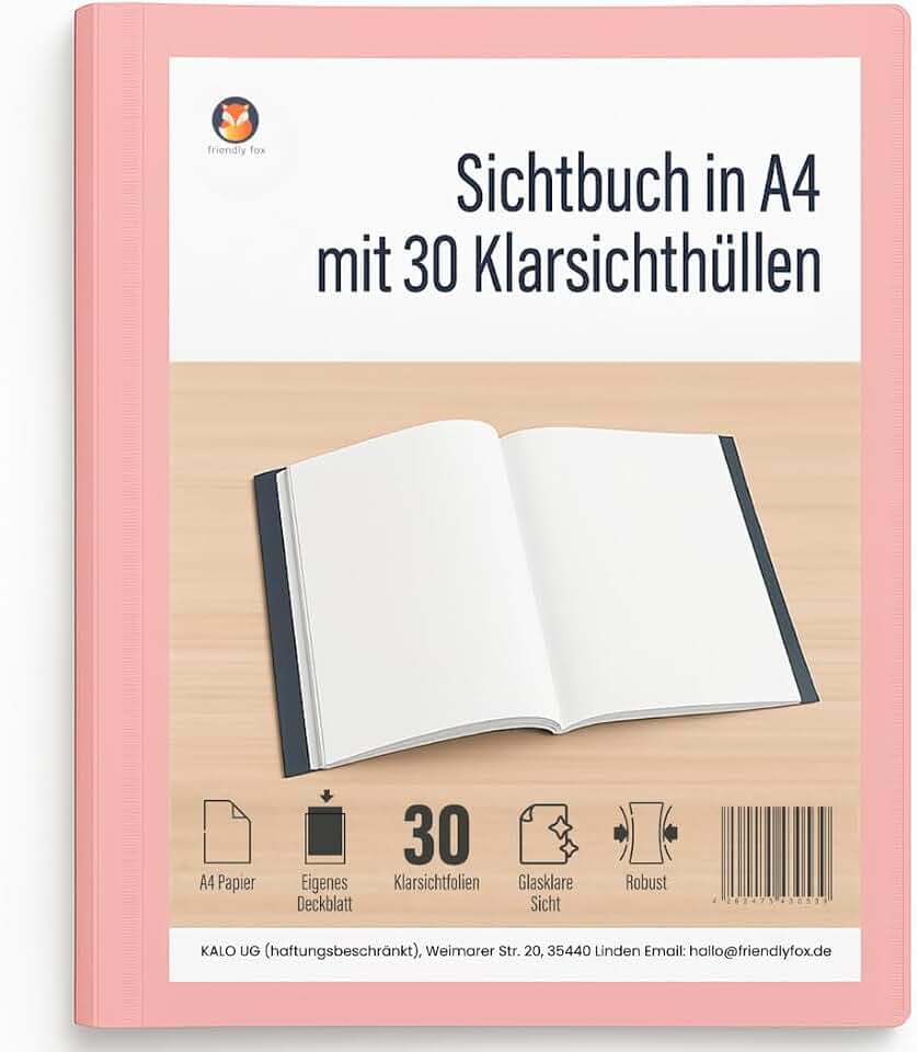 Friendly Fox Sichtbuch A4 mit Klarsichthüllen, rosa