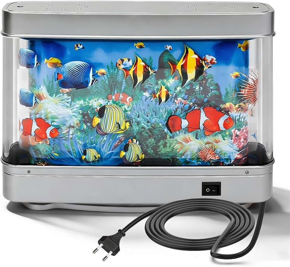 LED Aquarium Lampe, Aquarium Kinder, Künstliches Aquarium Lampe Nachtlicht, Tropische Fische Fake Dynamischer Virtueller Ozean Simulationlampe mit EU-Stecker