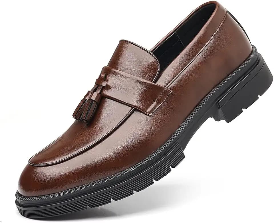 Men's Slip On Dress Tassel Platform Loafers Comfortable Business Casual Shoes