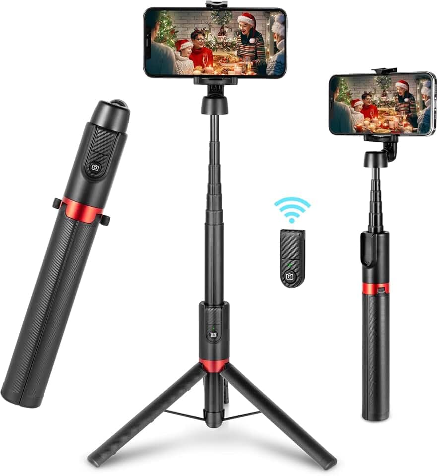 SMALLRIG 130 cm Stativ Selfie Stick tragbar mit Bluetooth Fernbedienung und Stabiler Halterung für Smartphone ST20, verstellbar von 11,81 bis 51,18 Zoll, leichtes Stativ für Mobiltelefone – 3375B
