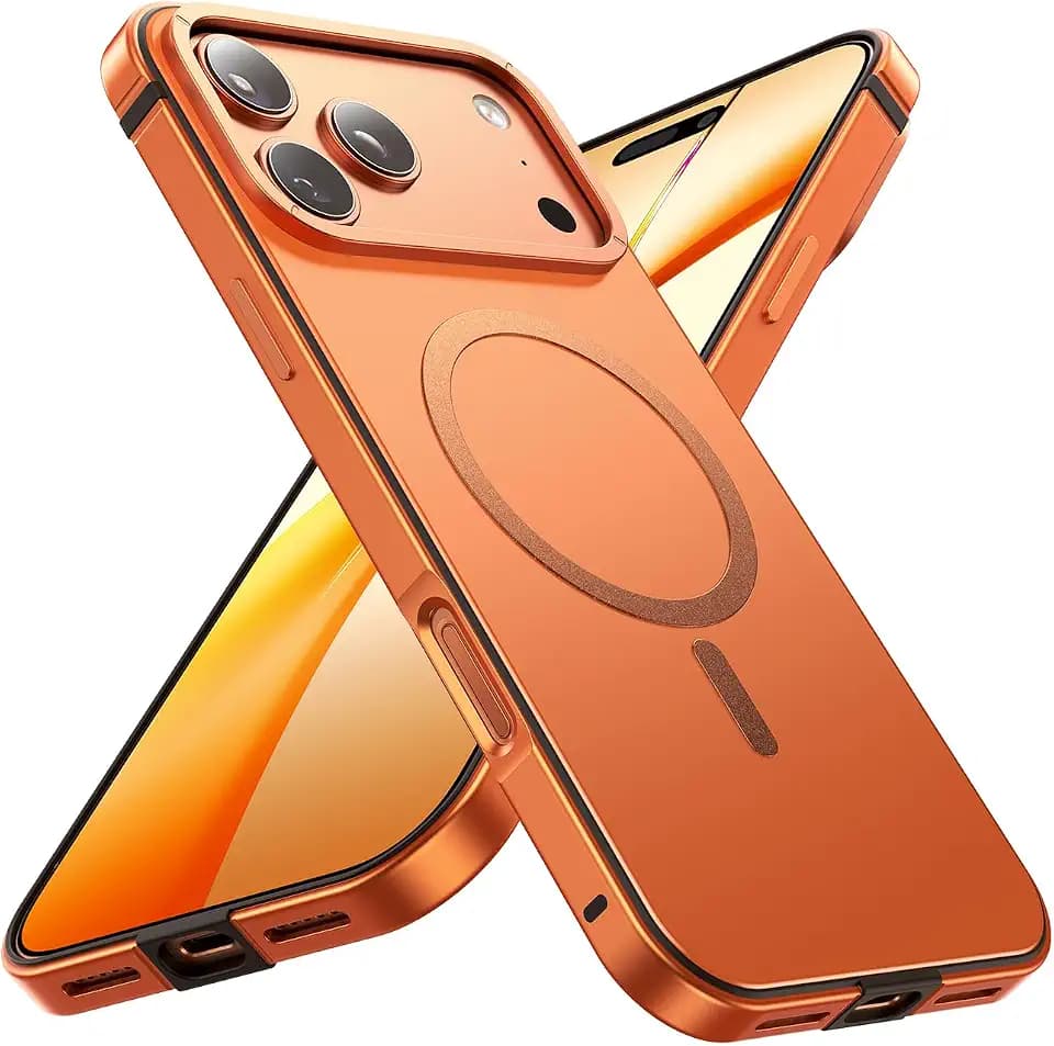 Magnetic Slim for iPhone 17 Pro Max Case, Aluminum Frame, Orange