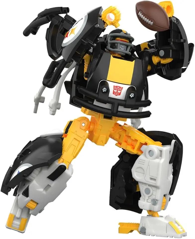 Transformers NFL Pittsburgh Steelers Steelsmash 5.5-Inch Action Figure Changes from Robot to Helmet, Football Toys for Ages 8+