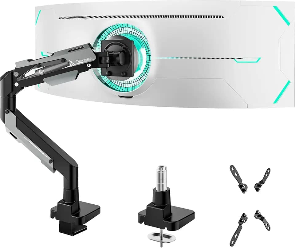 ARES WING Heavy Duty Monitor Arm for 24-57 Inch Screens, Black