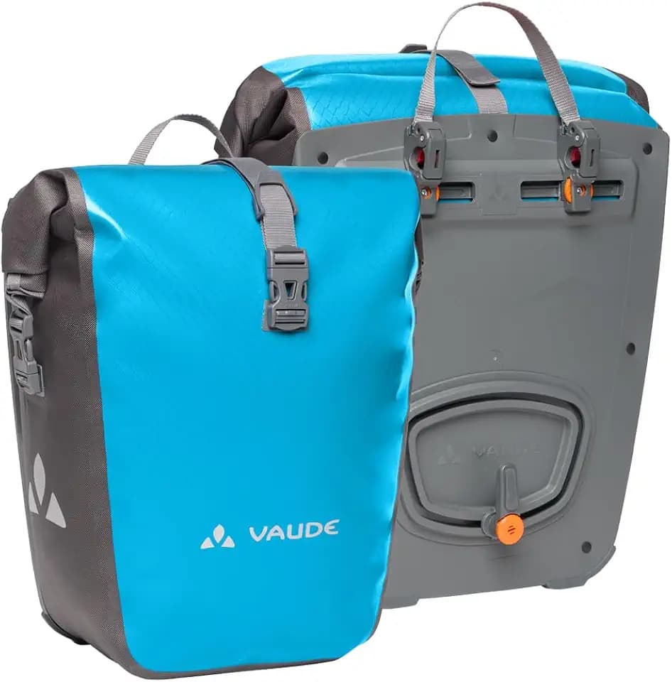 VAUDE Fahrradtaschen für Gepäckträger Aqua Back 2x24L – Blau | Fahrrad Gepäckträgertasche hinten – einfache Befestigung – Made in Germany - 48L Gesamtvolumen - wasserdicht