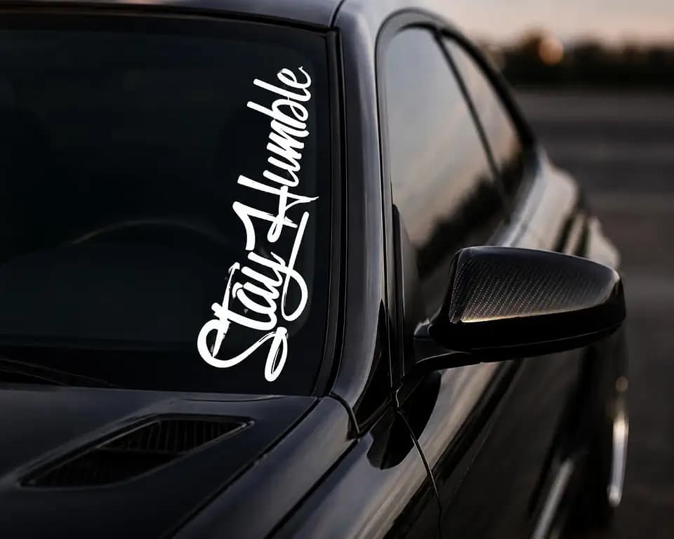 Stay Humble USA Car Sticker Decal, Truck, Windshield Banner Sticker, 22 x 4 Inches - White Letters Die Cut Vinyl, Weatherproof, UV-Resistant