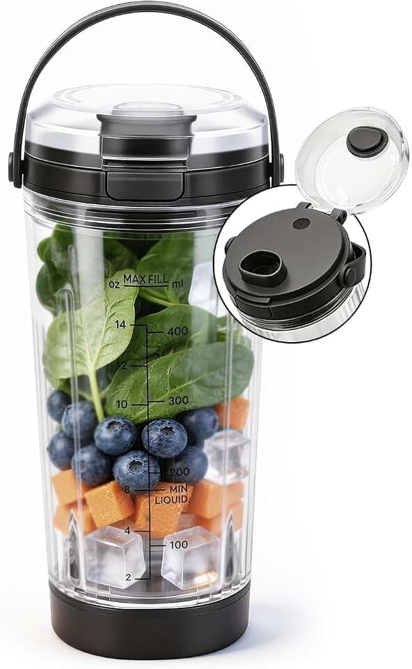 Replacement Cup for Ninja Blast Portable Blender,18 oz Vessel with Sip Lid & Base Cap, BPA-Free, Dishwasher Safe, Compatible with Ninja Blast Portable Blender BC100 Series BC151 Series Series