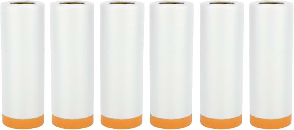 A ABSOPRO Abdeckpapier Mit Klebeband Weiß Orange 1 Set PE-Folie