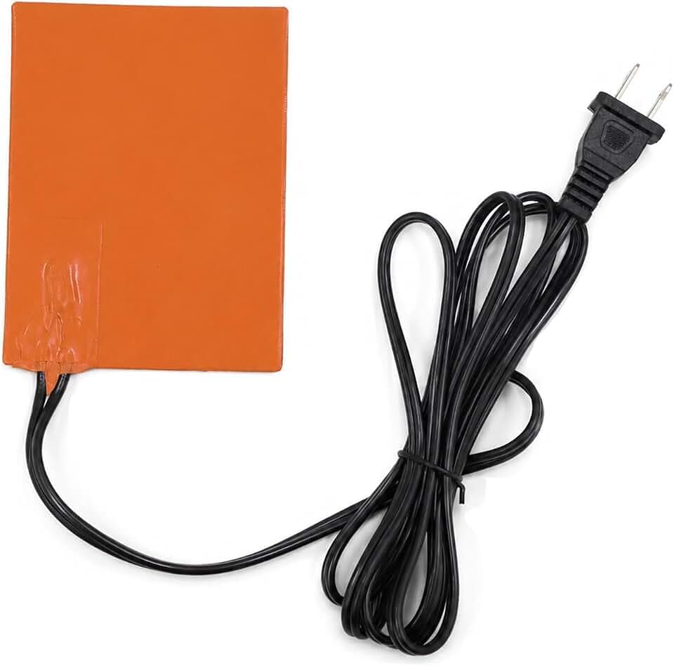1PCS Engine Silicone Heating Pad with Thermostat 120V 150W 4"X 5",Universal Engine Heater Car Oil Pan Heater Pads, Electric Heated Pad Engine Block Oil Pan Tank Reservoir Container(for Metal Surface)