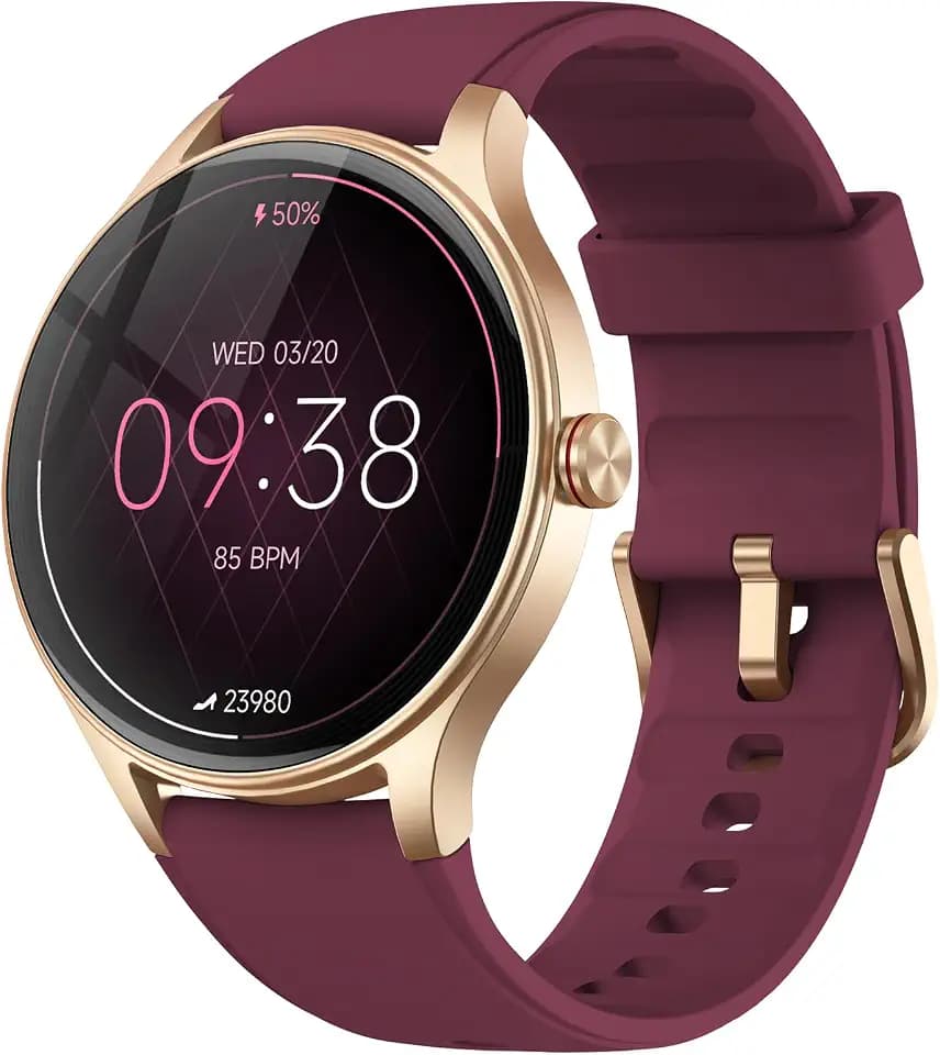 Smartwatch Damen Rund, AMOLED Smart Watch mit Telefonfunktion, Fitness Tracker mit Pulsuhr SpO2 Schlafmonitor Schrittzähler, 120+ Sportmodi Sportuhr 5ATM Wasserdicht, Uhren Damen für iOS Android