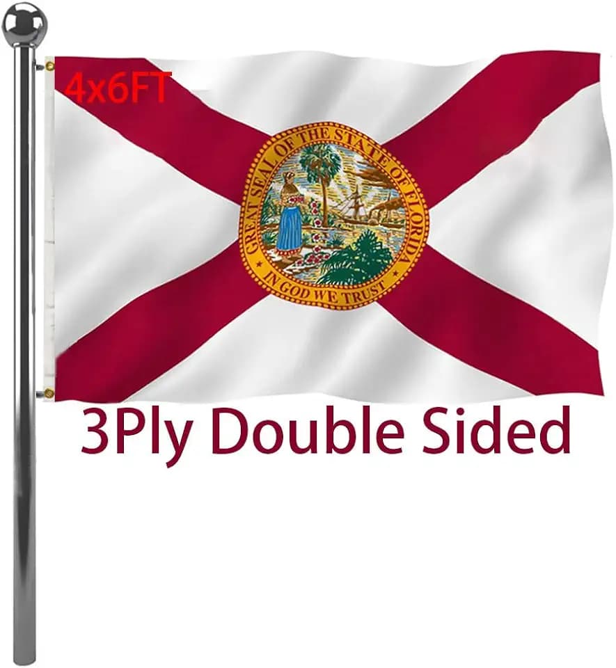 Jayus Double Sided Florida Sates Flags 4x6 FT Outdoor - Vivid Colors 3Ply FL Florida Flags Banners- Heavy Duty 100% Polyester with 2 Brass Grommets