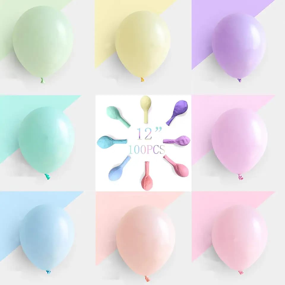 Pastel Party Balloons 12 inches 100pcs Assorted Color Birthday Balloons Kid's Baby Shower Balloons