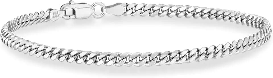Miabella Italian Thick 925 Sterling Silver Cuban Link Chain Bracelet Men