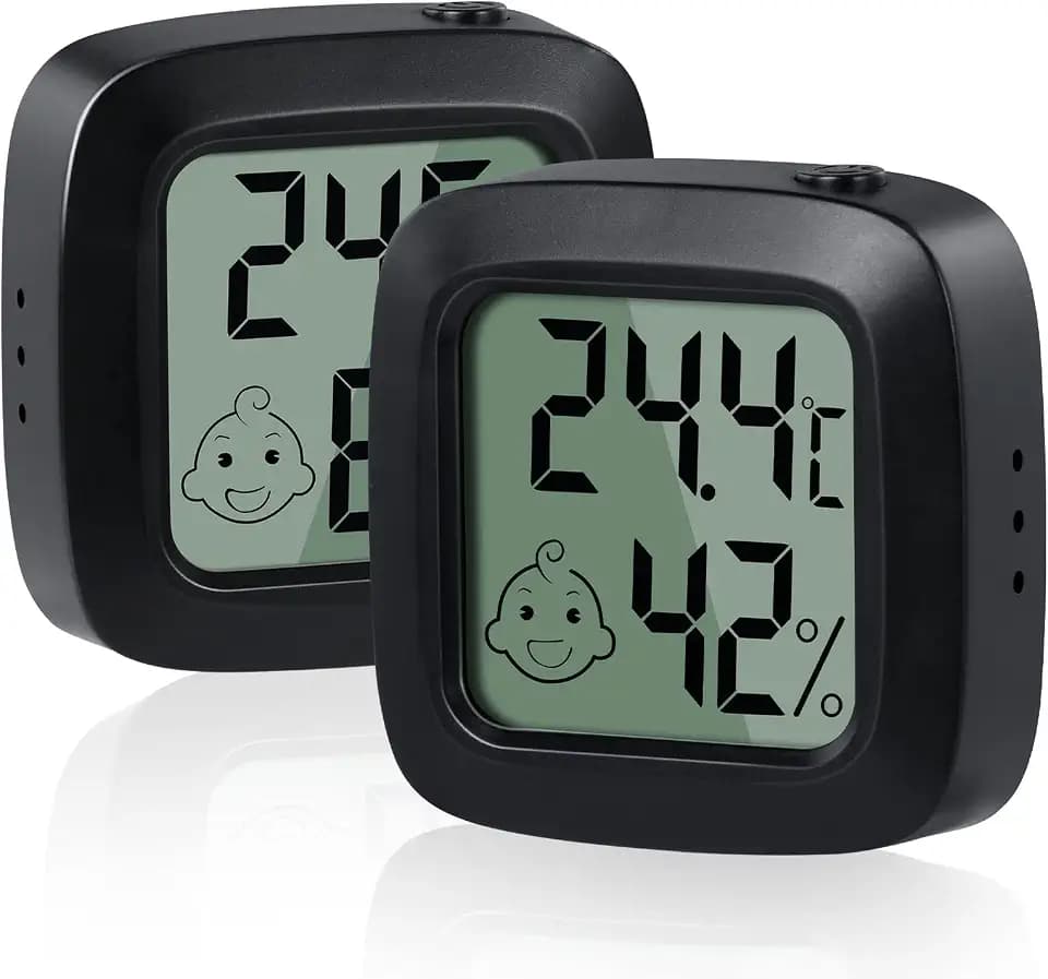 Vinabo Digitales Hygrometer Innen, Thermometer, Schwarz