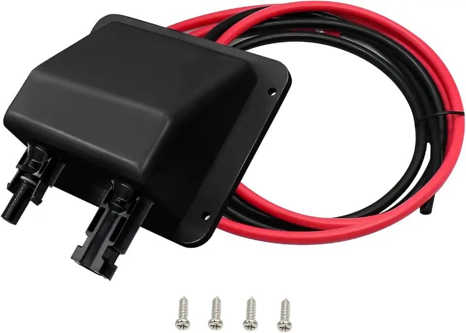 Solar Cable Entry Gland with 10AWG 3.28Ft Solar Extension Cable, UV Resistance, Waterproof Solar Junction Box for RV, Boat, Campe, Van(Black)