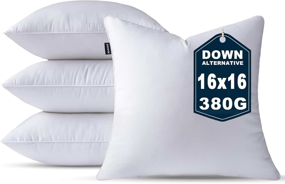 4er Set Kissenfüllung 40 x 40 cm Daune Alternative Weiß Quadratisch Kissen für Couch Kleine Innenkissen Sofakissen Dekokissen Kopfkissen Zierkissen Inlett Cushion Bett Zierpolster 16x16 Zoll