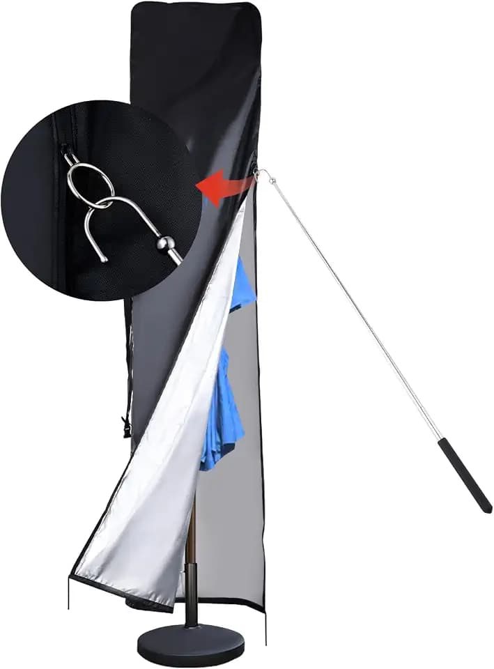 420D Waterproof Outdoor Patio Umbrella Cover with Top Vent,Push Rod,Waterproof Zipper,Parasol Cover,Outdoor Umbrella Cover fits 7 to 11 Ft Garden Outdoor Umbrellas & 15 Ft Double-Sided Umbrellas